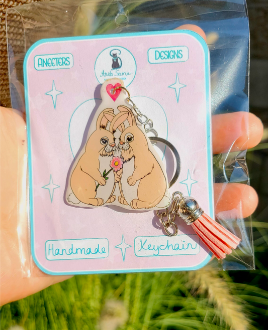 Lovingly Sweet Bunnies Keychain