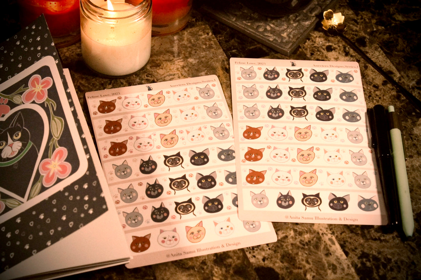 Feline Love - Sticker Strip Sheet Set