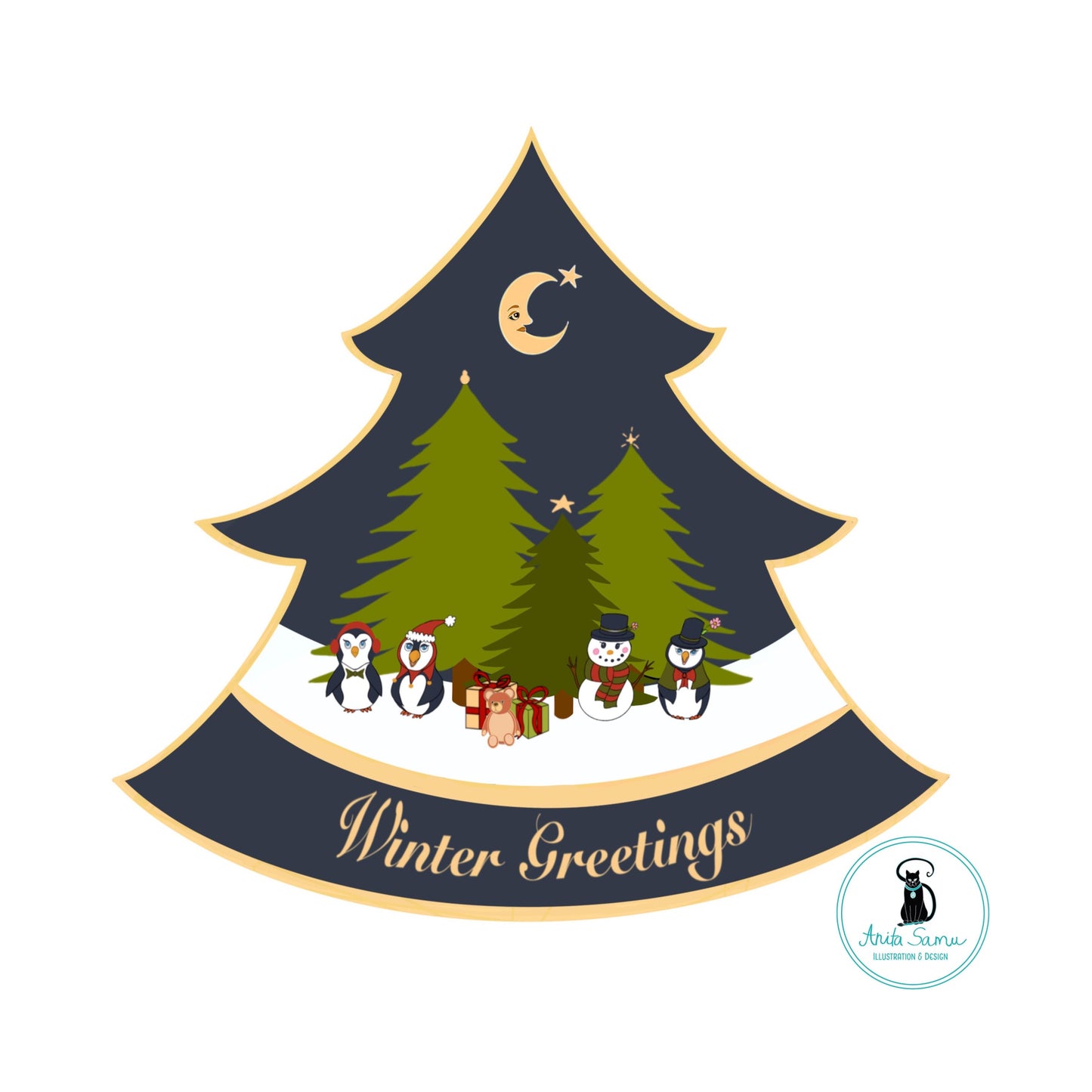 Winter Greetings! - Greeting Card w/Envelope, Handmade
