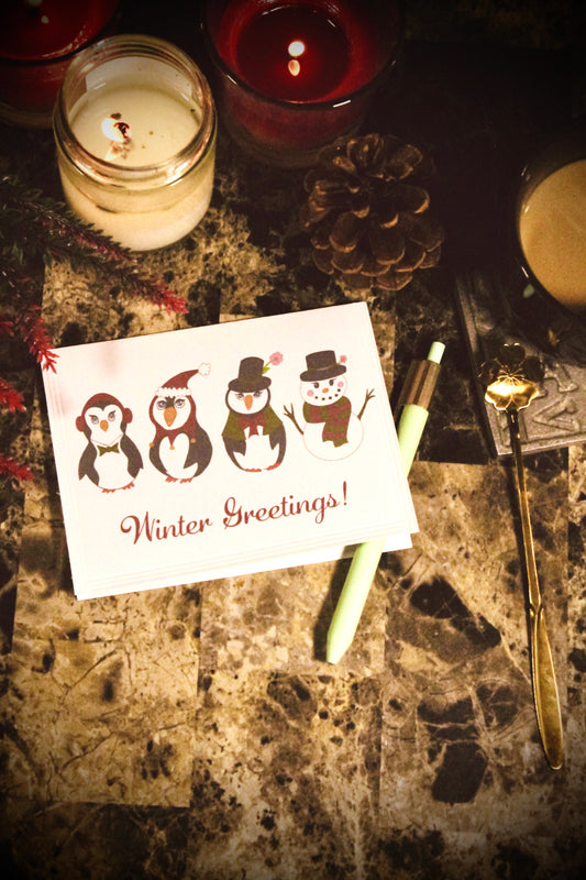Winter Greetings! - Greeting Card w/Envelope, Handmade, 5.5 x 4.25 in (139.7 x 107.95 mm)