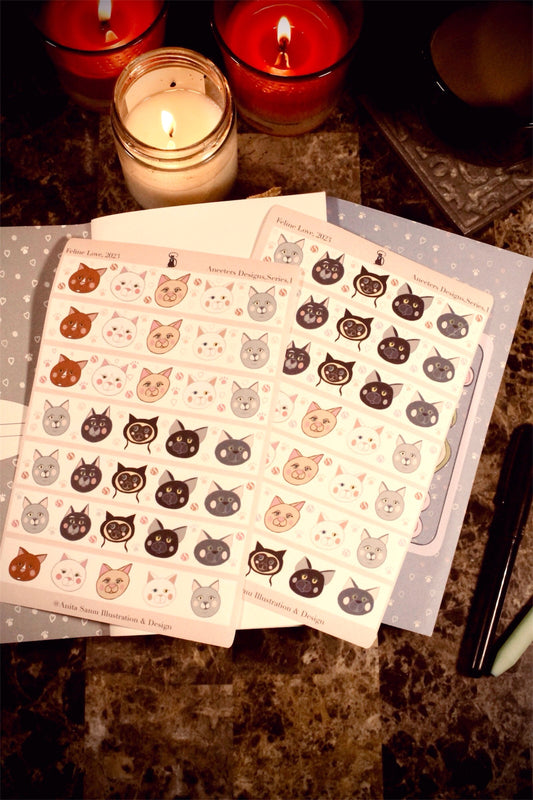 Feline Love - Sticker Strip Sheet Set