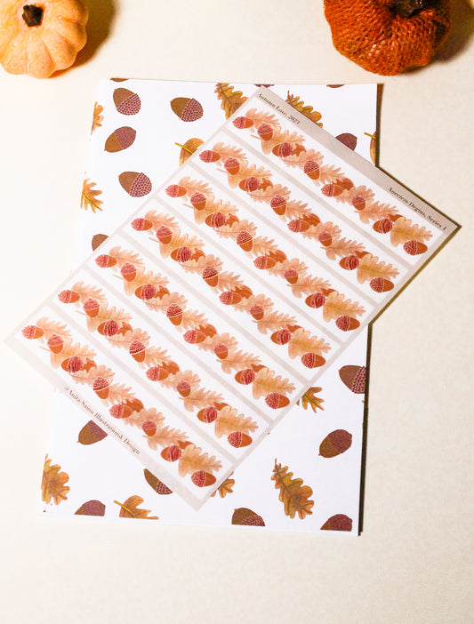 Handmade Planner Sticker Strip Sheets: Autumn Love - Leaves & Acorns