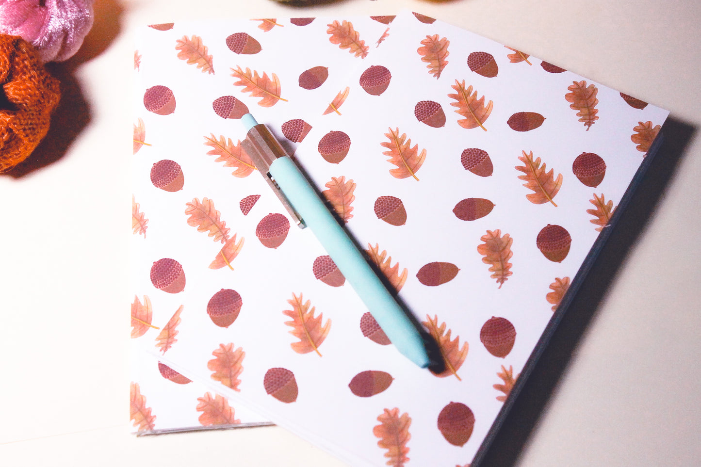 Autumn Love- Acorns & Leaves Handmade Notebook