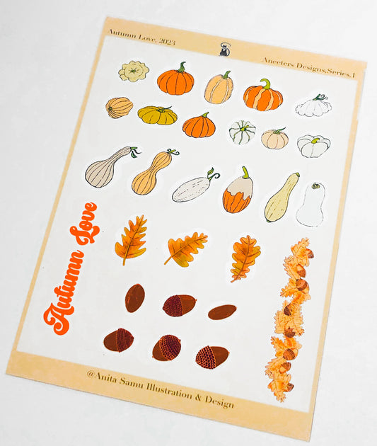 Handmade Planner Sticker Vinyl Sheets: Autumn Love